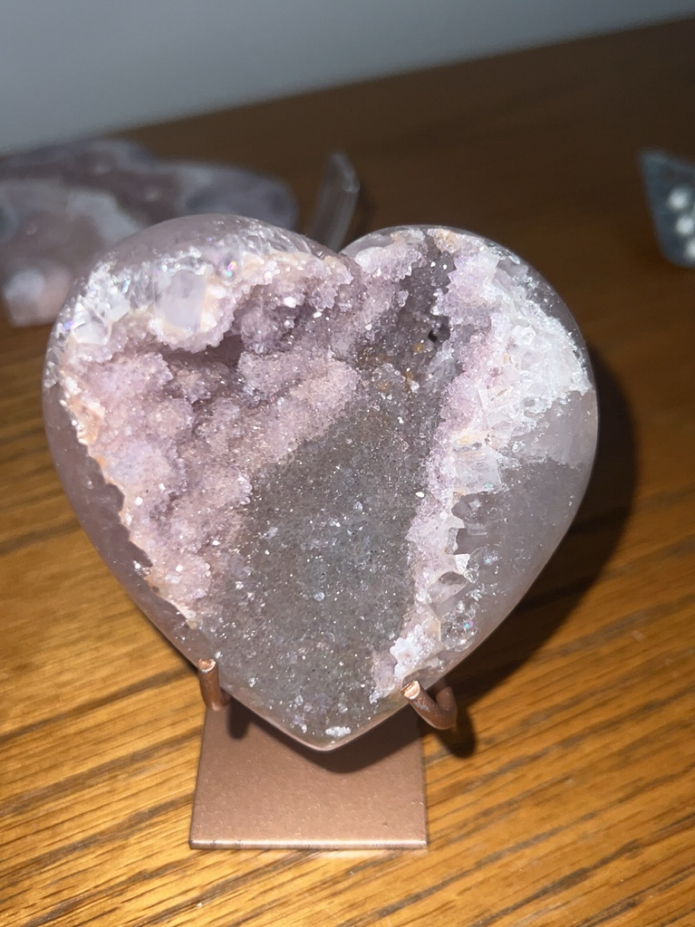 Rose Quartz Heart Geode Decorative Accent - Pink